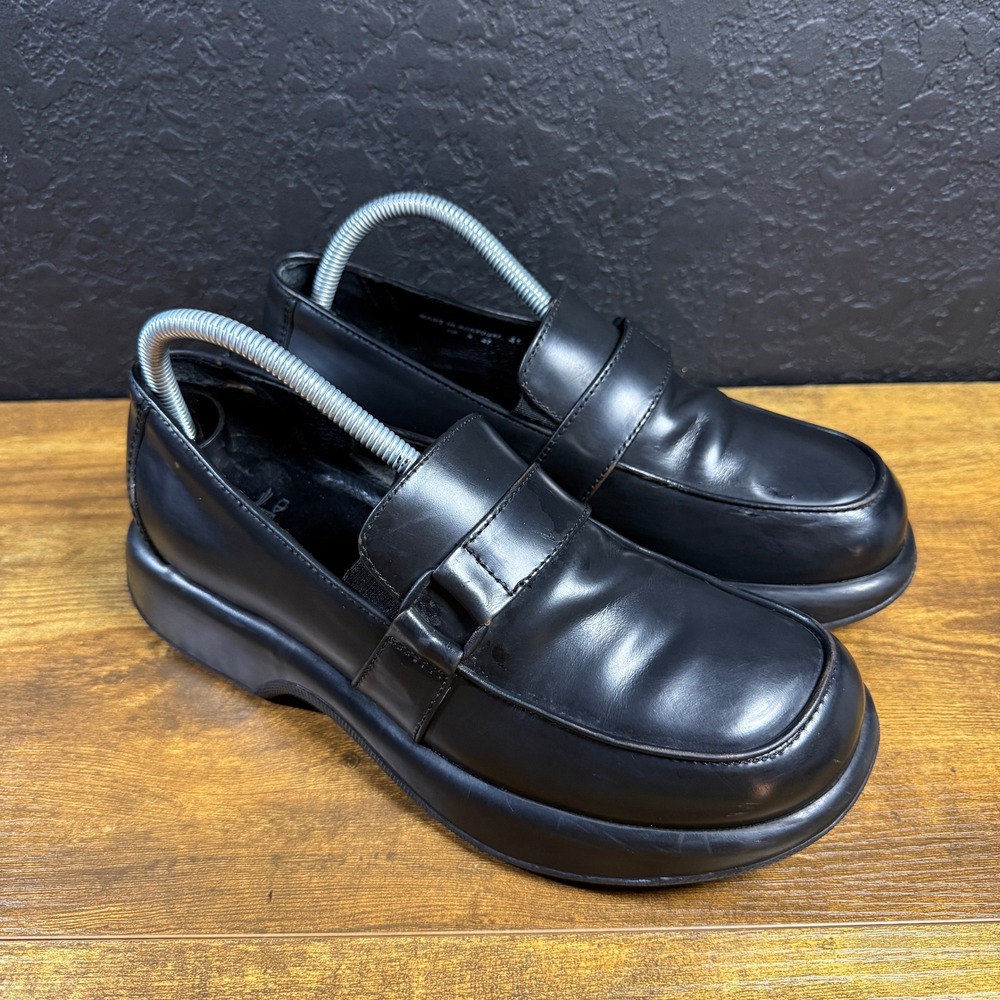 VTG Dansko Y2K Black Leather Chunky Platform Strap Loafer Womens EU 41 Portugal